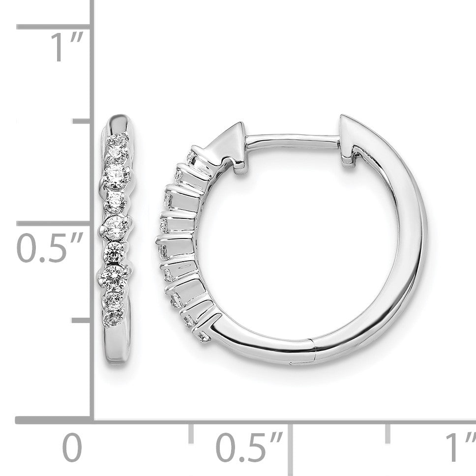14k White Gold 1/4 carat Diamond Hinged Hoop Earrings