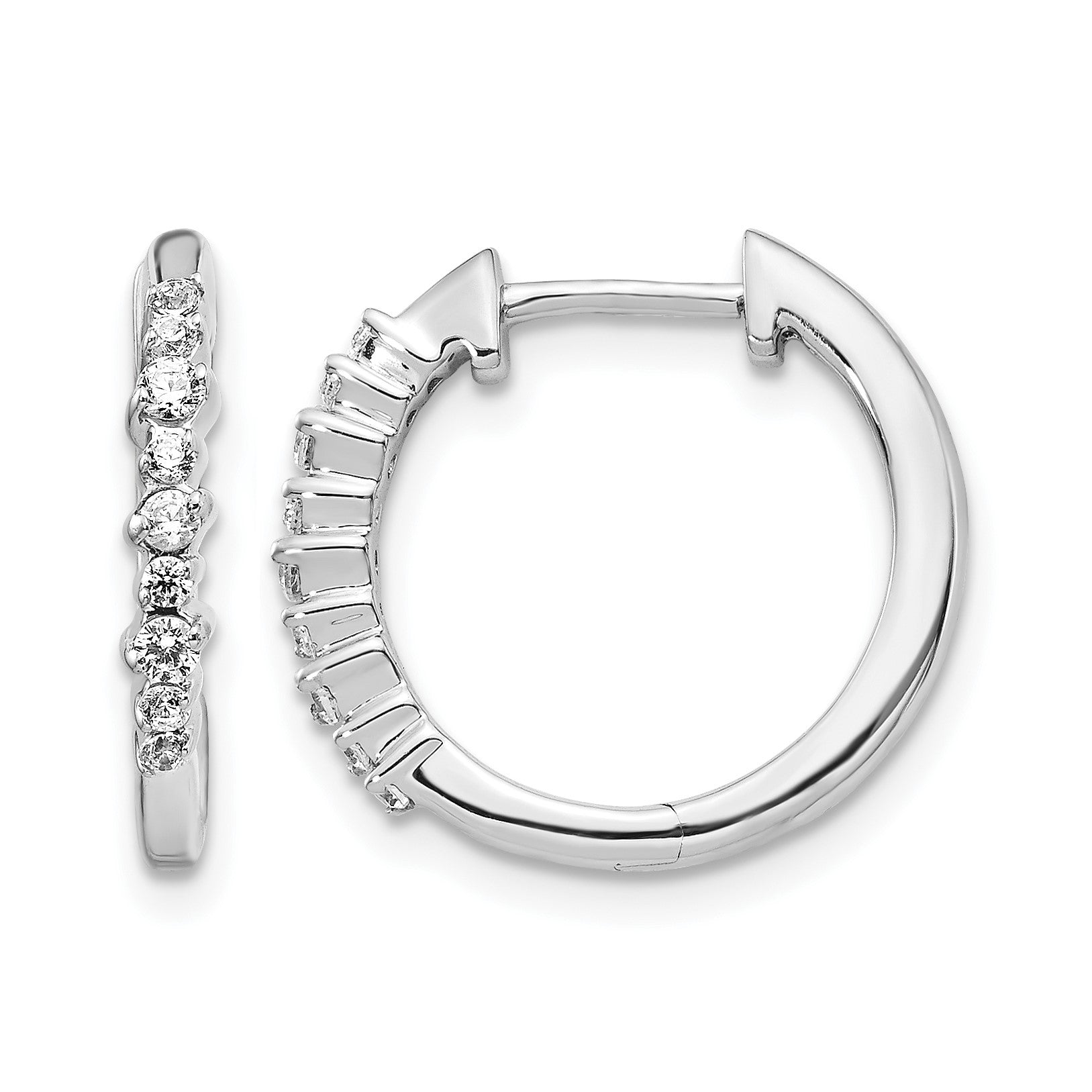 14k White Gold 1/4 carat Diamond Hinged Hoop Earrings