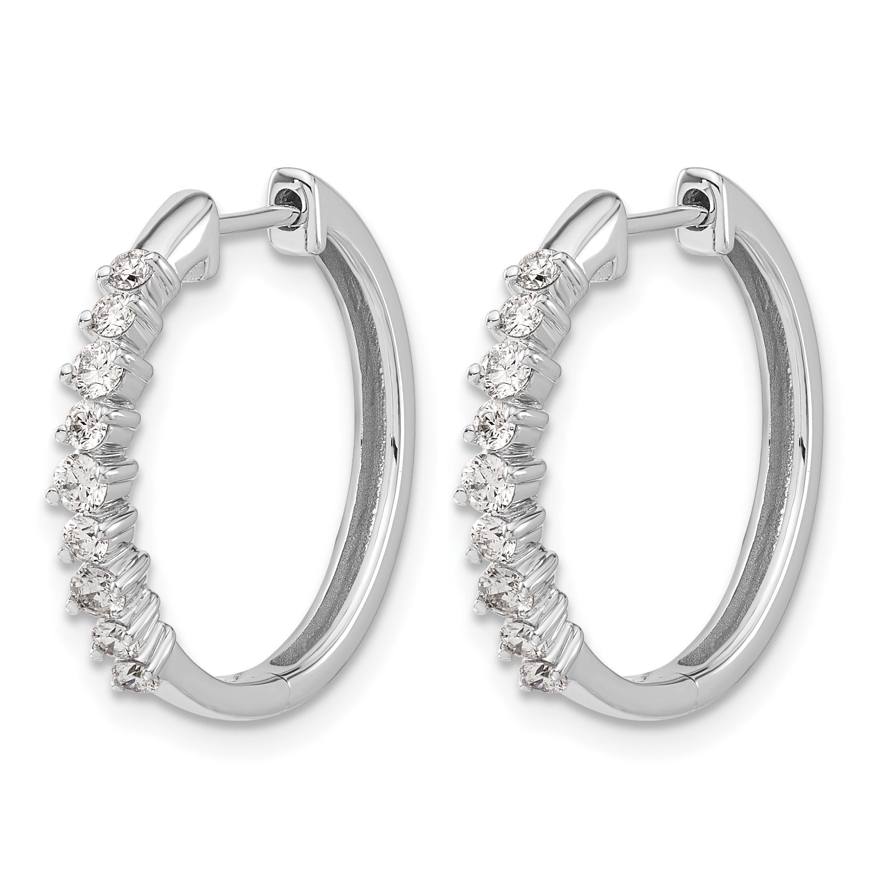 14k White Gold 1/2 carat Diamond Hinged Hoop Earrings
