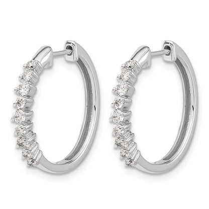 14k White Gold 1/2 carat Diamond Hinged Hoop Earrings