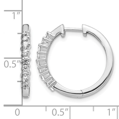 14k White Gold 1/2 carat Diamond Hinged Hoop Earrings