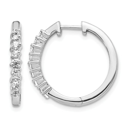 14k White Gold 1/2 carat Diamond Hinged Hoop Earrings