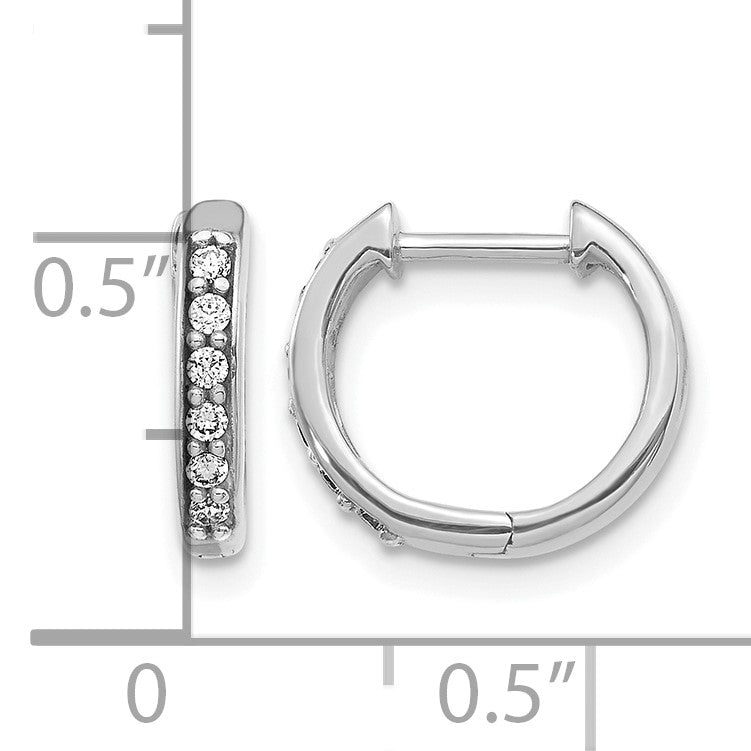 14k White Gold 1/8 carat Diamond Hinged Hoop Earrings