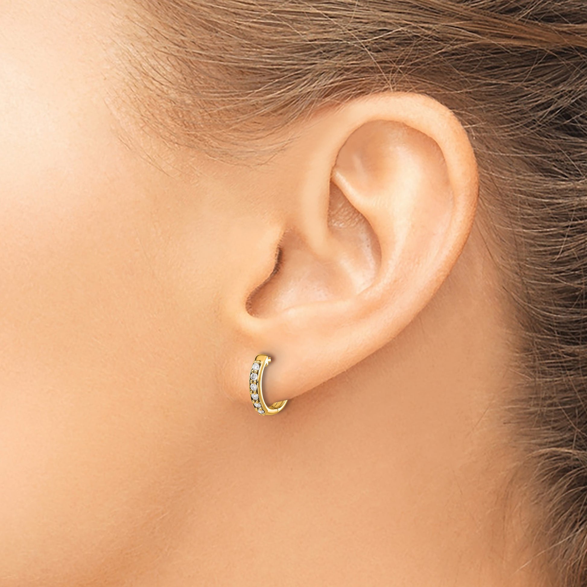 14k 1/8 carat Diamond Hinged Hoop Earrings