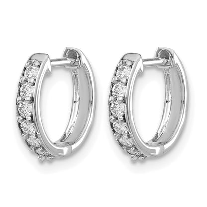 14k White Gold 1/4 carat Diamond Hinged Hoop Earrings