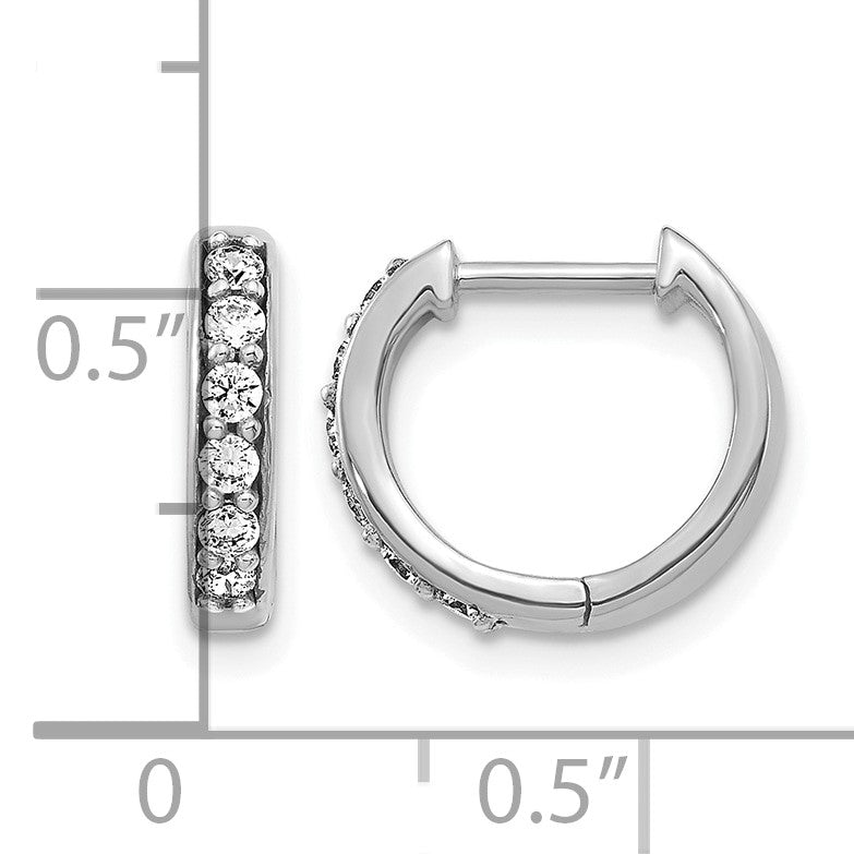 14k White Gold 1/4 carat Diamond Hinged Hoop Earrings