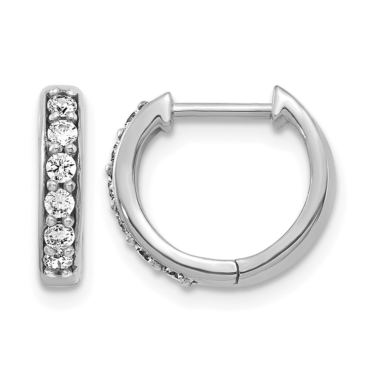14k White Gold 1/4 carat Diamond Hinged Hoop Earrings