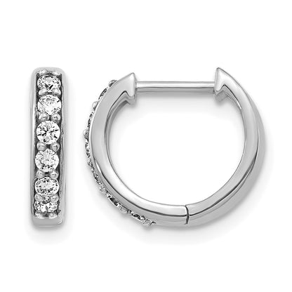 14k White Gold 1/4 carat Diamond Hinged Hoop Earrings