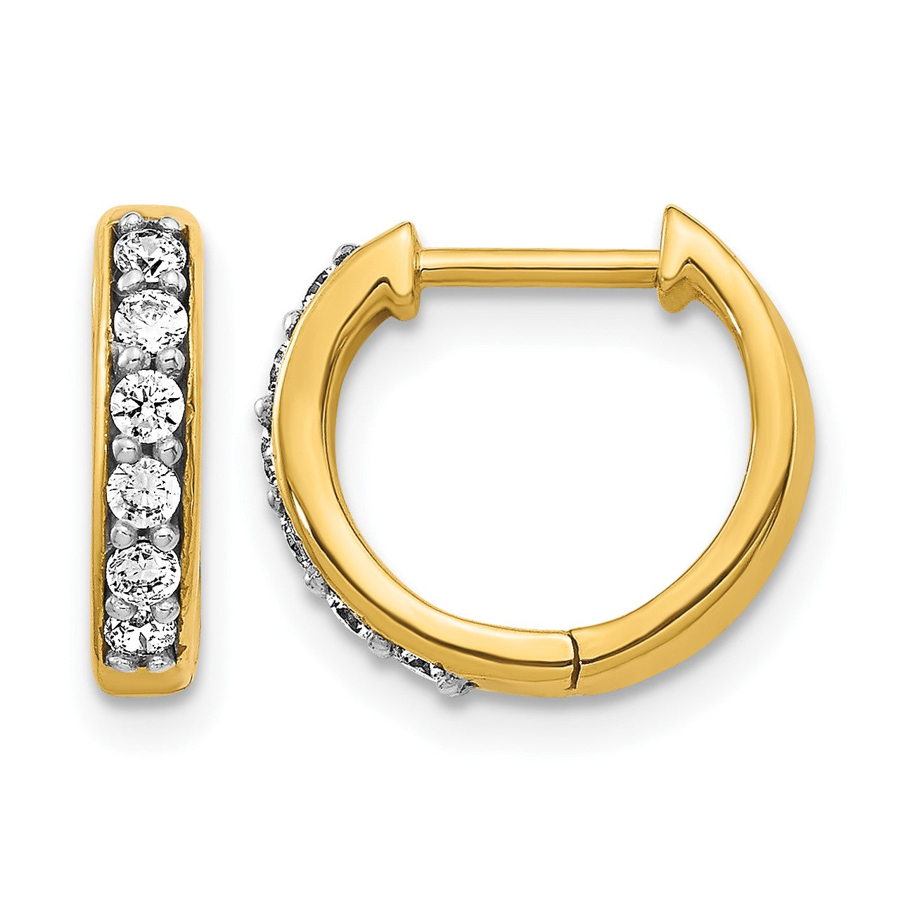14k 1/4 carat Diamond Hinged Hoop Earrings