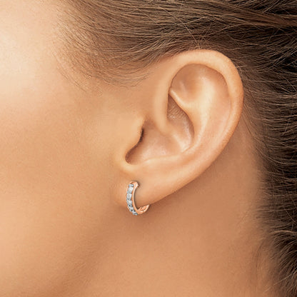 14k Rose Gold 1/3 carat Diamond Hinged Hoop Earrings