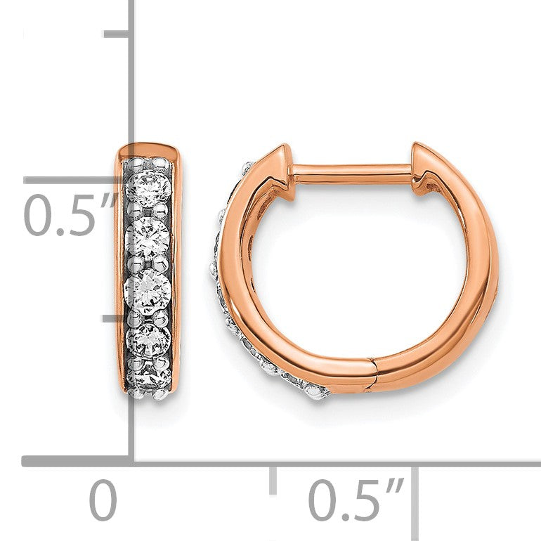 14k Rose Gold 1/3 carat Diamond Hinged Hoop Earrings