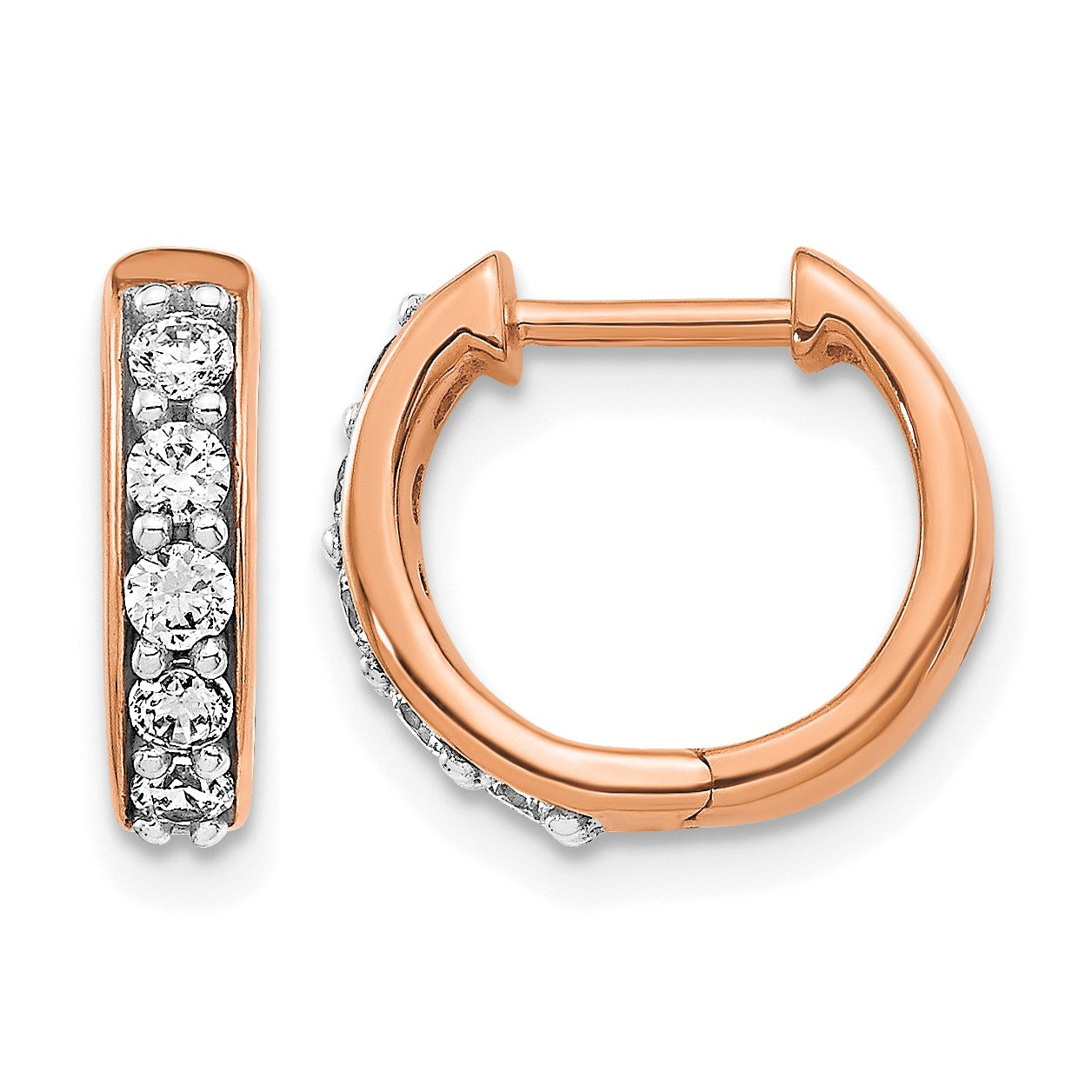 14k Rose Gold 1/3 carat Diamond Hinged Hoop Earrings