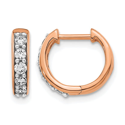 14k Rose Gold 1/3 carat Diamond Hinged Hoop Earrings