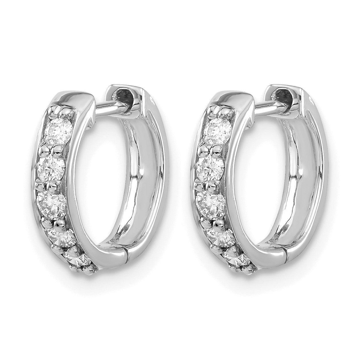 14k White Gold 1/3 carat Diamond Hinged Hoop Earrings
