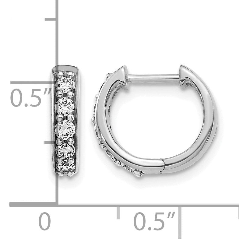 14k White Gold 1/3 carat Diamond Hinged Hoop Earrings