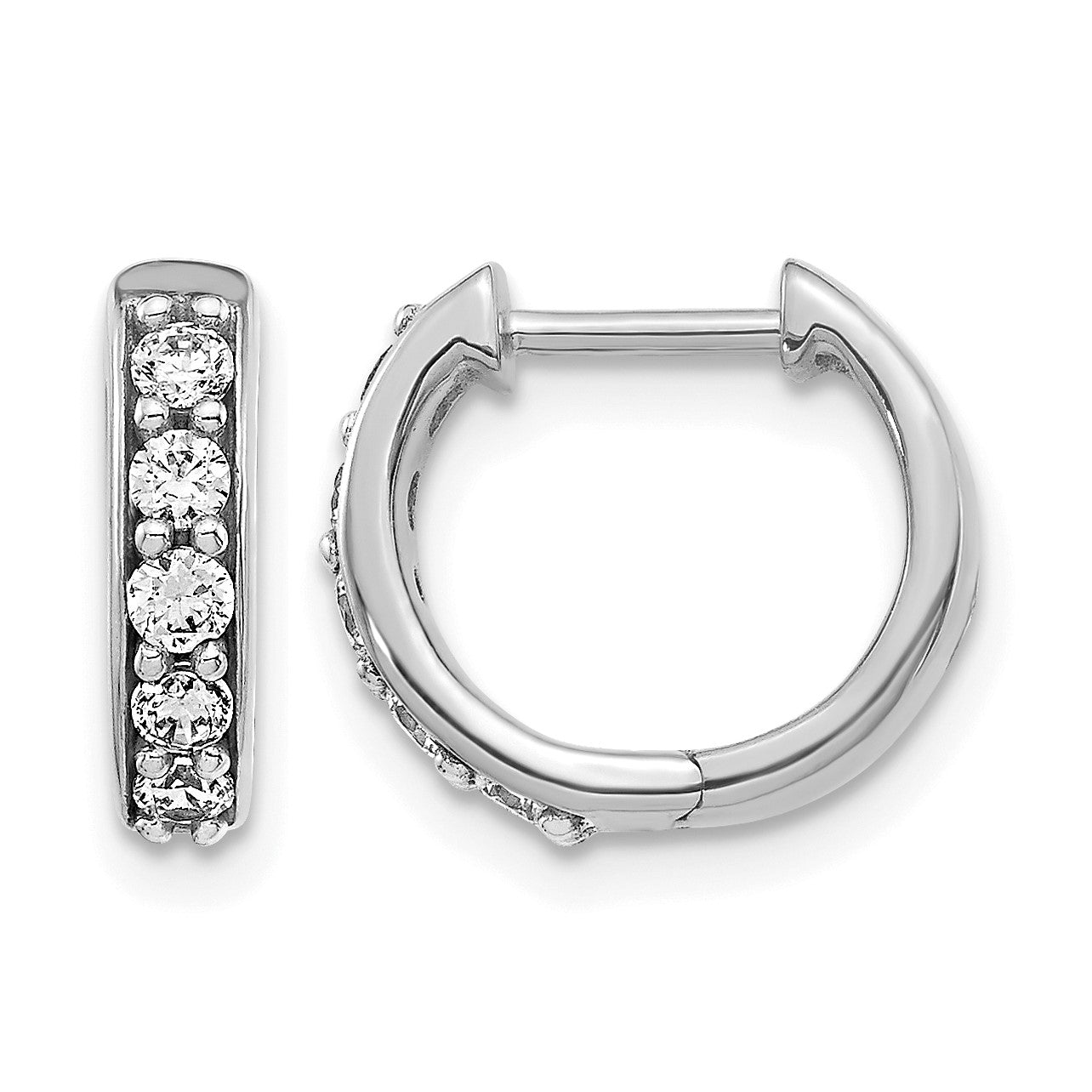 14k White Gold 1/3 carat Diamond Hinged Hoop Earrings