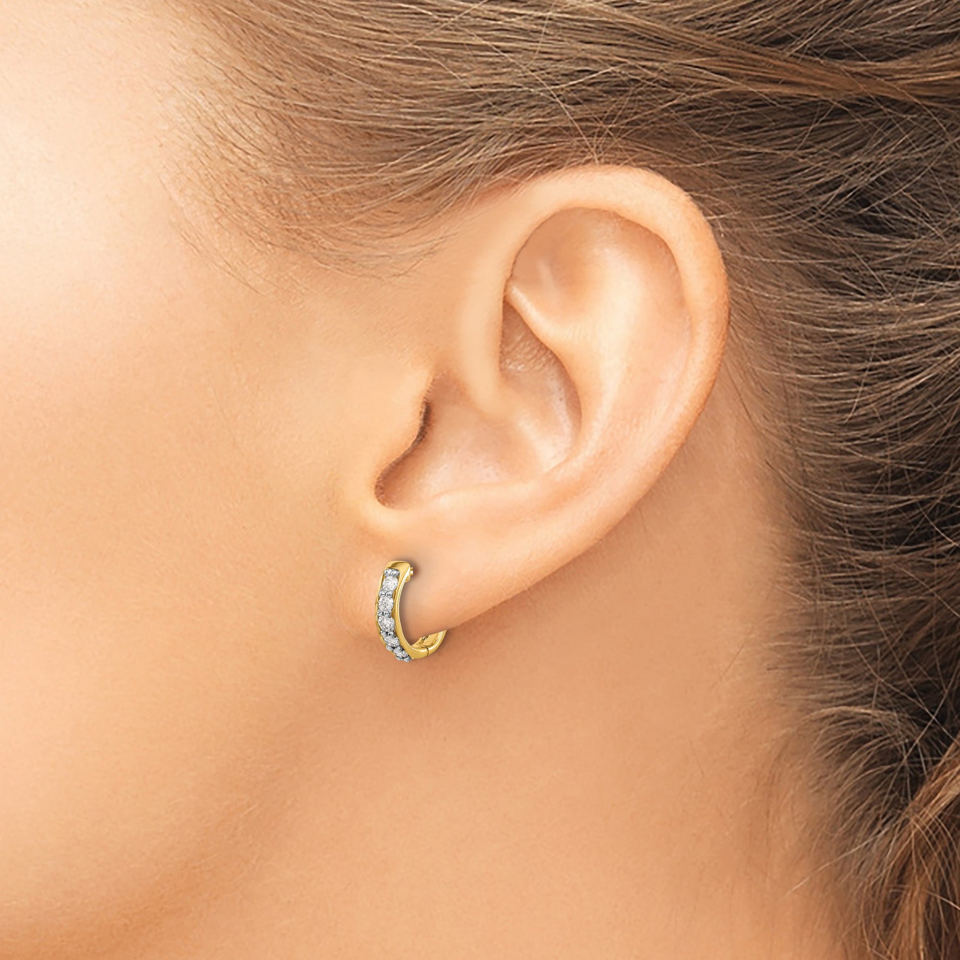 14k 1/3 carat Diamond Hinged Hoop Earrings