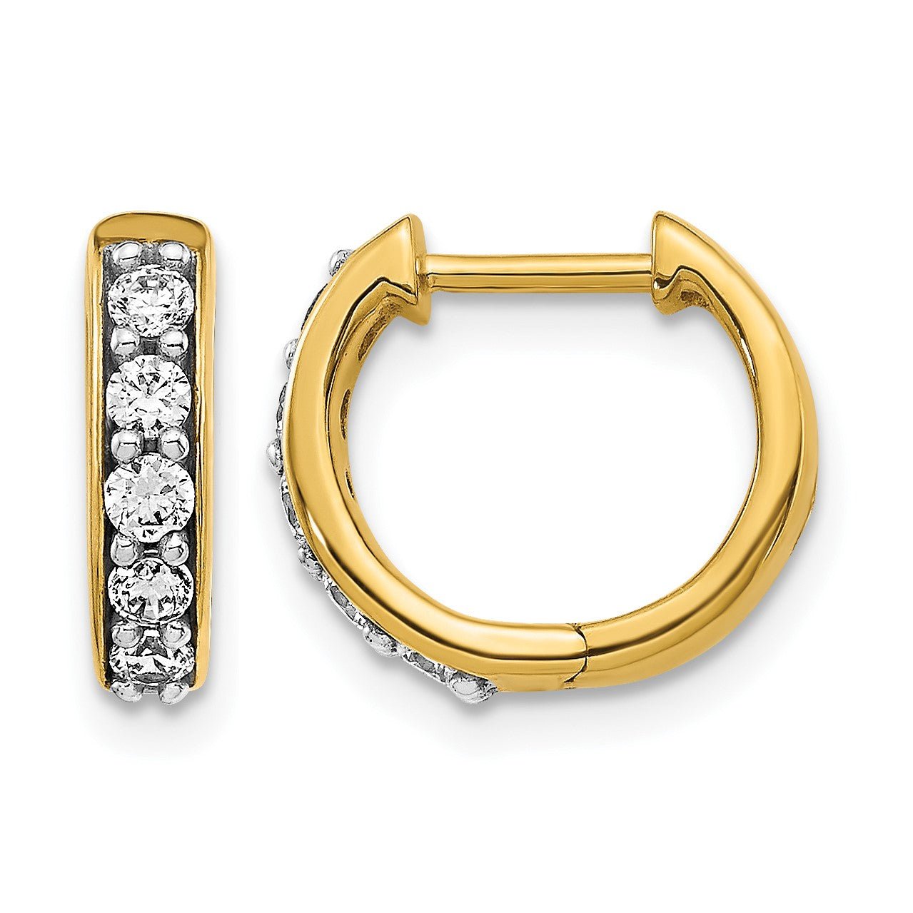14k 1/3 carat Diamond Hinged Hoop Earrings