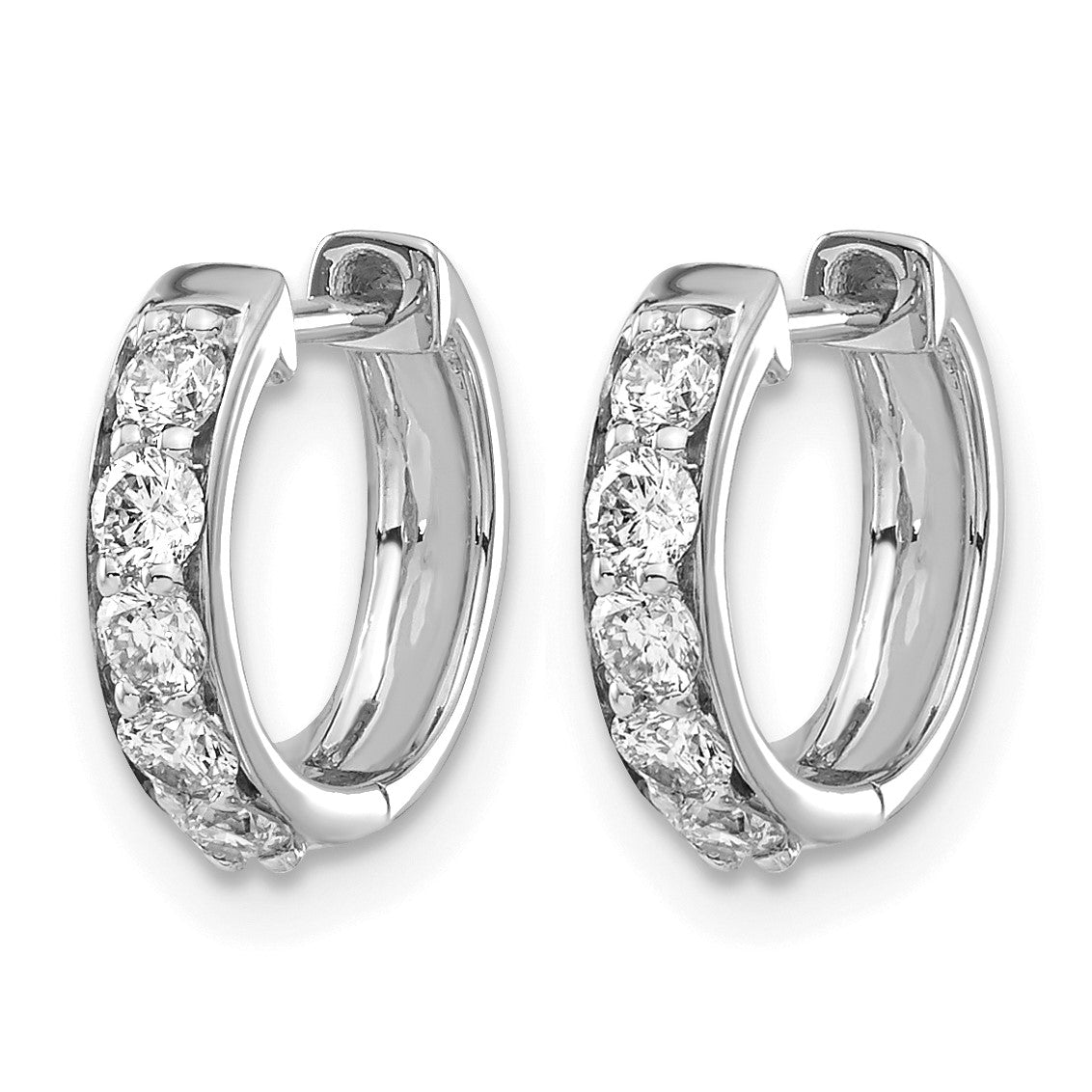 14k White Gold 1/2 carat Diamond Hinged Hoop Earrings