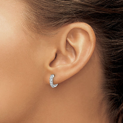 14k White Gold 1/2 carat Diamond Hinged Hoop Earrings