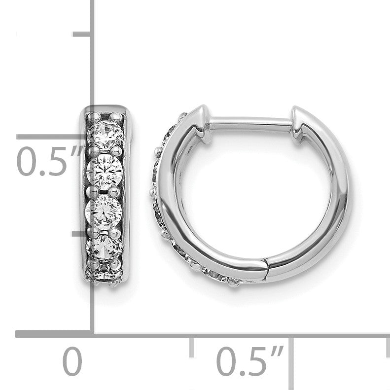 14k White Gold 1/2 carat Diamond Hinged Hoop Earrings