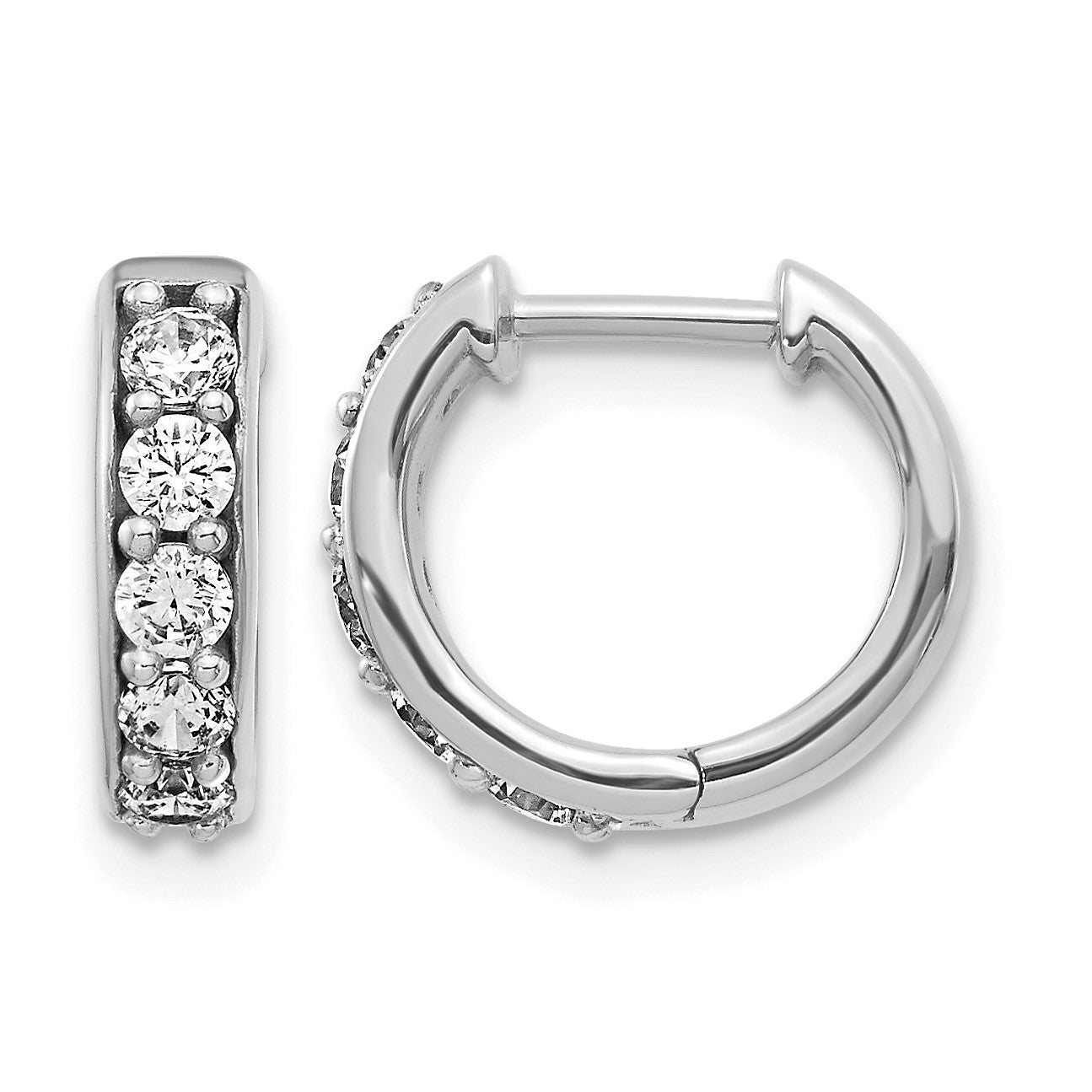 14k White Gold 1/2 carat Diamond Hinged Hoop Earrings
