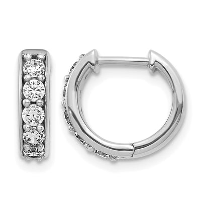 14k White Gold 1/2 carat Diamond Hinged Hoop Earrings