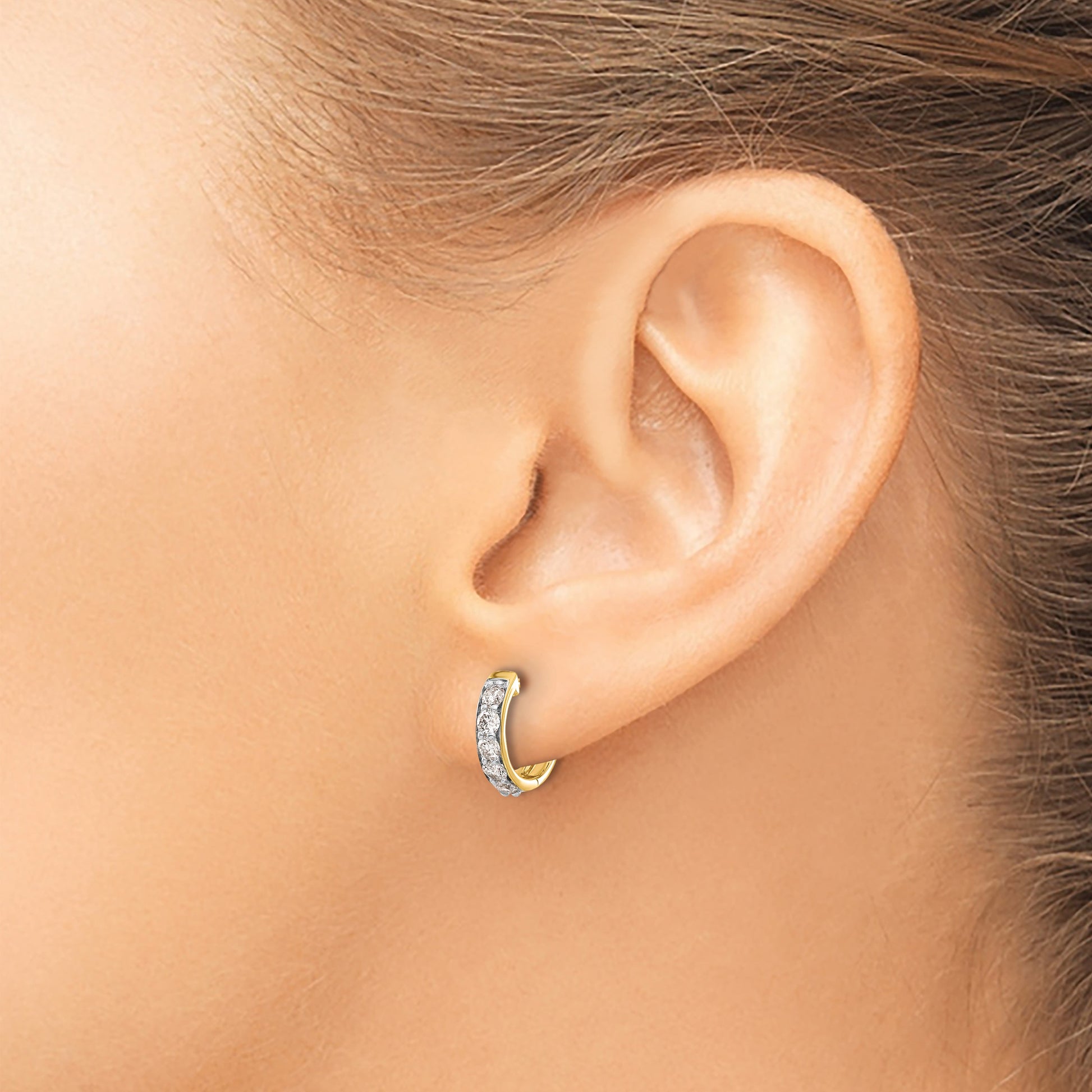 14k 1/2 carat Diamond Hinged Hoop Earrings