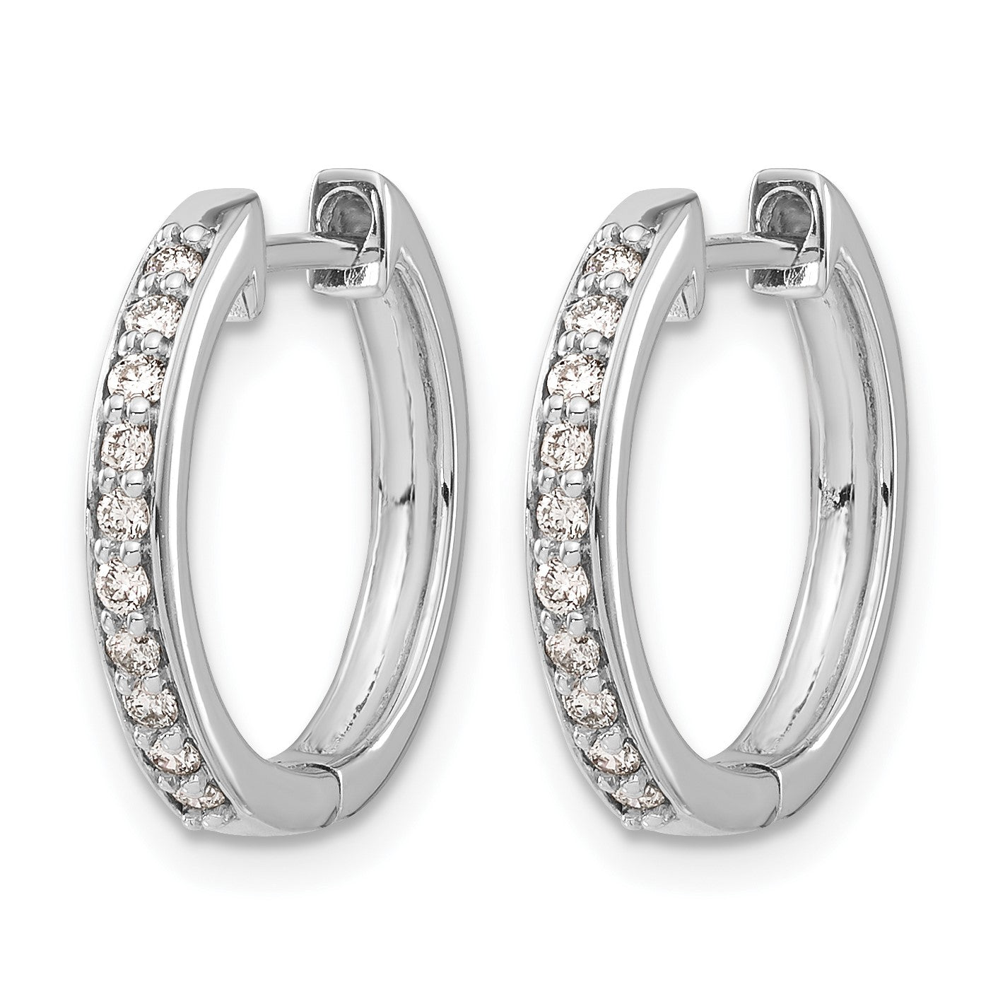 14k White Gold 1/4 carat Diamond Hinged Hoop Earrings