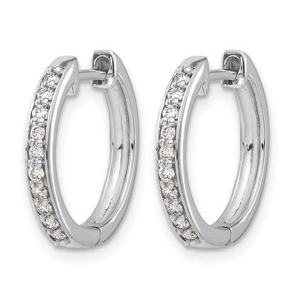 14k White Gold 1/4 carat Diamond Hinged Hoop Earrings