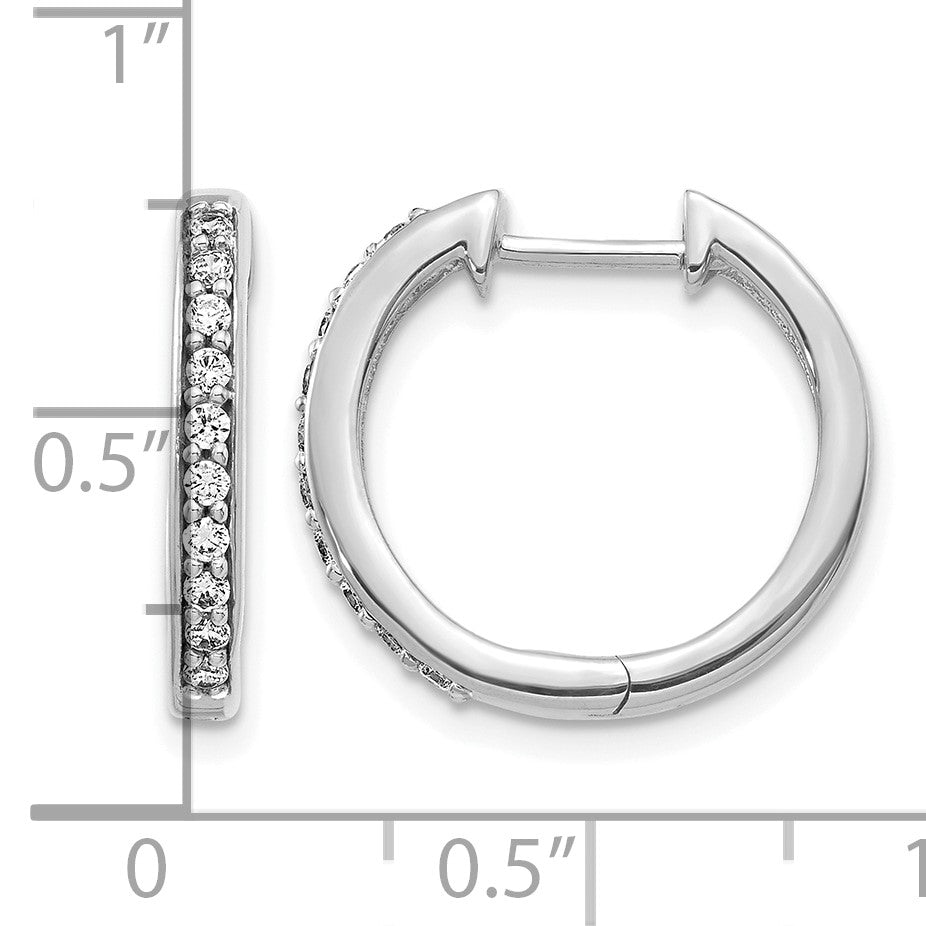 14k White Gold 1/4 carat Diamond Hinged Hoop Earrings