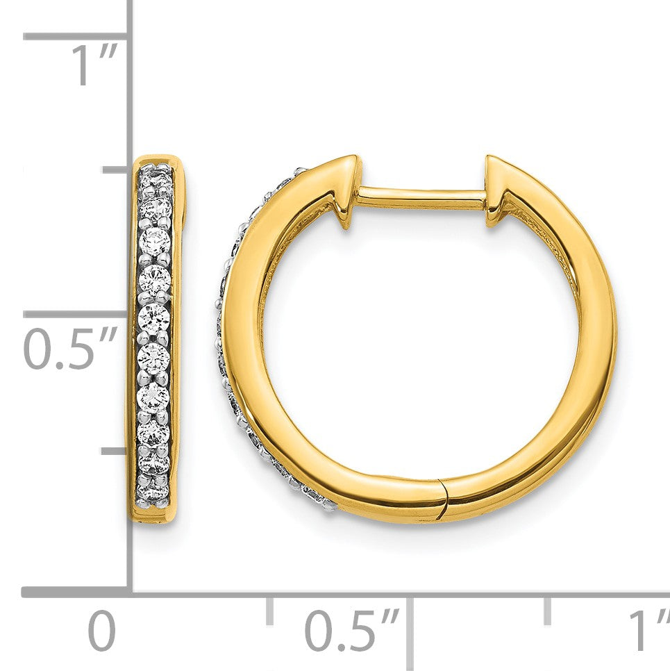 14k 1/4 carat Diamond Hinged Hoop Earrings