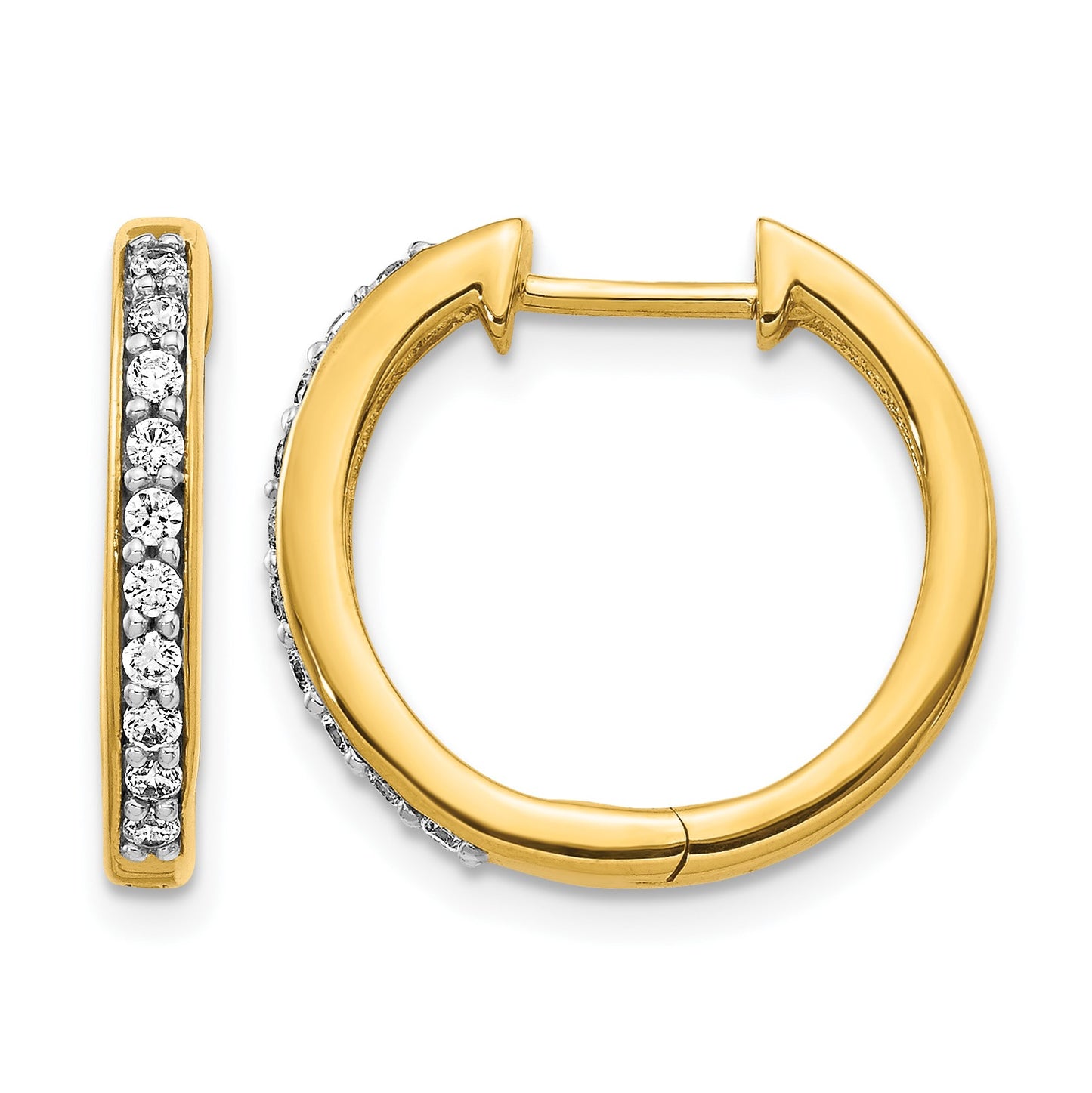 14k 1/4 carat Diamond Hinged Hoop Earrings