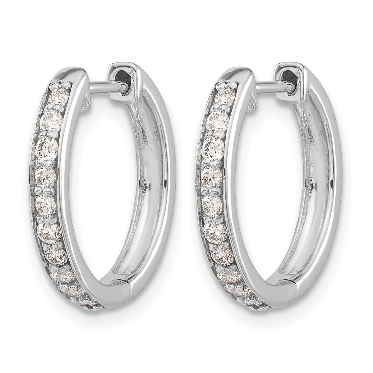 14k White Gold 3/8 carat Diamond Hinged Hoop Earrings