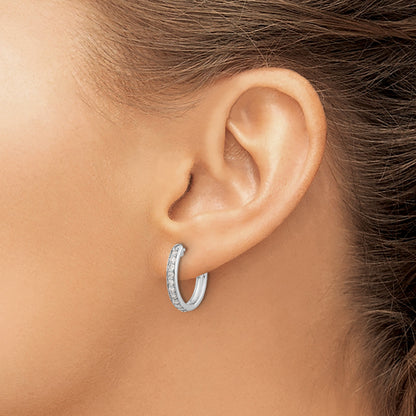 14k White Gold 3/8 carat Diamond Hinged Hoop Earrings