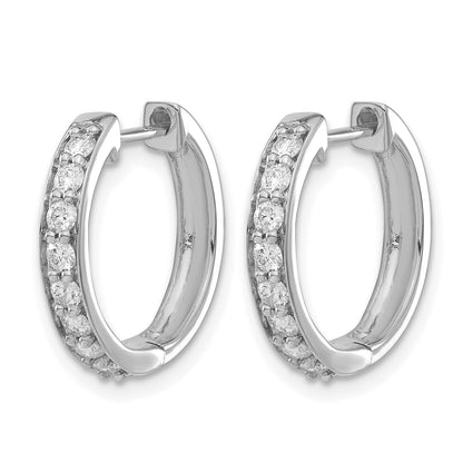 14k White Gold 1/2 carat Diamond Hinged Hoop Earrings