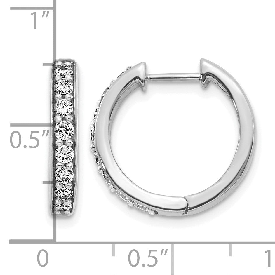 14k White Gold 1/2 carat Diamond Hinged Hoop Earrings