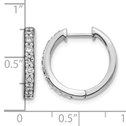 14k White Gold 1/2 carat Diamond Hinged Hoop Earrings