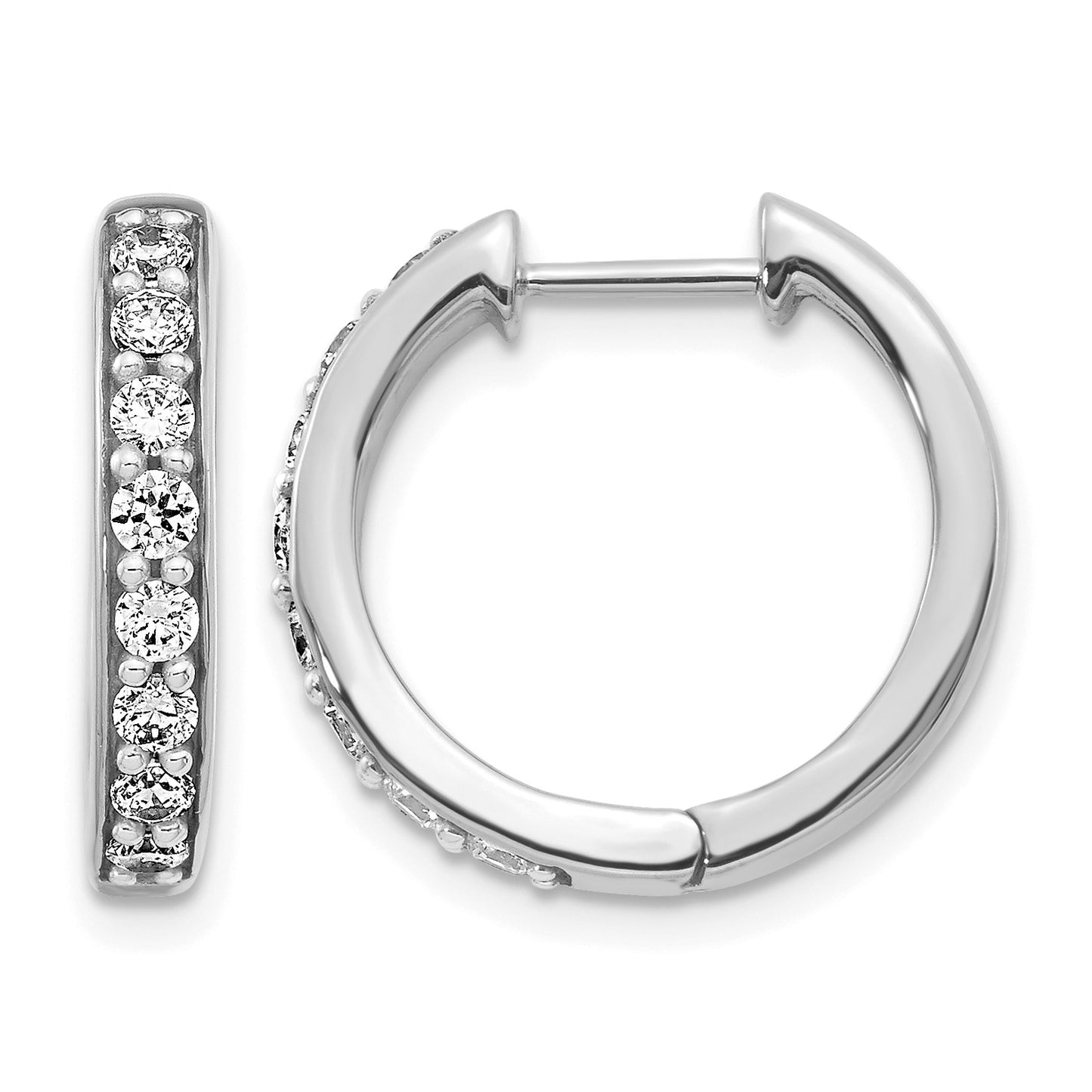 14k White Gold 1/2 carat Diamond Hinged Hoop Earrings