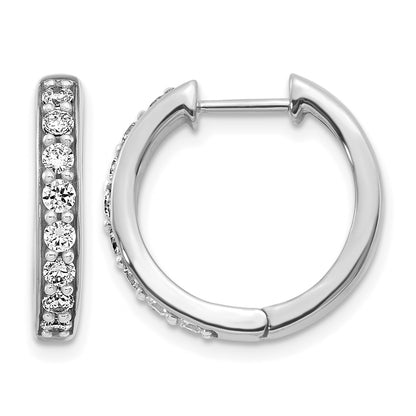 14k White Gold 1/2 carat Diamond Hinged Hoop Earrings