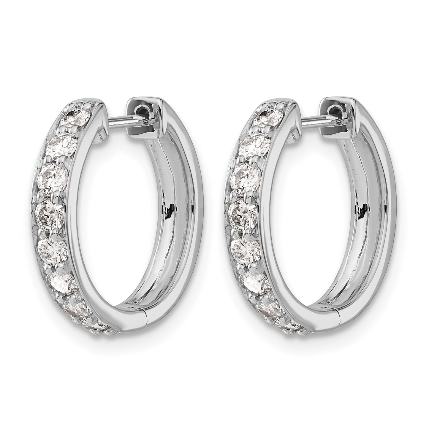 14k White Gold 3/4 carat Diamond Hinged Hoop Earrings