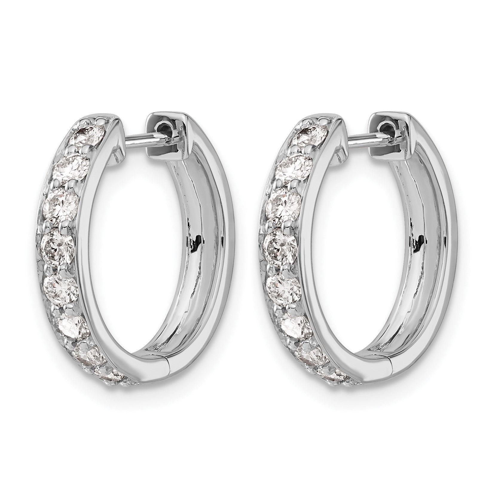 14k White Gold 3/4 carat Diamond Hinged Hoop Earrings
