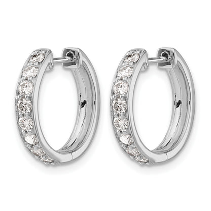 14k White Gold 3/4 carat Diamond Hinged Hoop Earrings