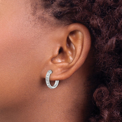 14k White Gold 3/4 carat Diamond Hinged Hoop Earrings