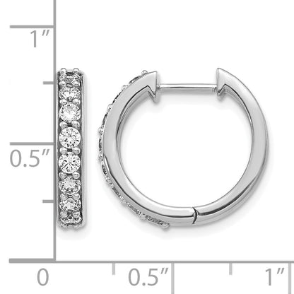 14k White Gold 3/4 carat Diamond Hinged Hoop Earrings