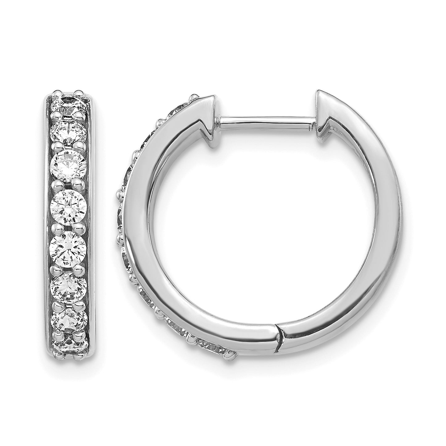14k White Gold 3/4 carat Diamond Hinged Hoop Earrings