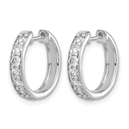 14k White Gold 1 carat Diamond Hinged Hoop Earrings