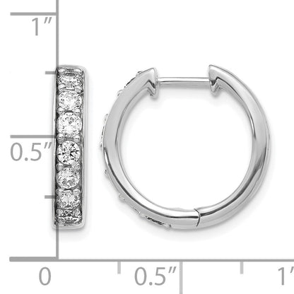 14k White Gold 1 carat Diamond Hinged Hoop Earrings