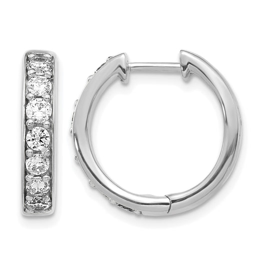 14k White Gold 1 carat Diamond Hinged Hoop Earrings