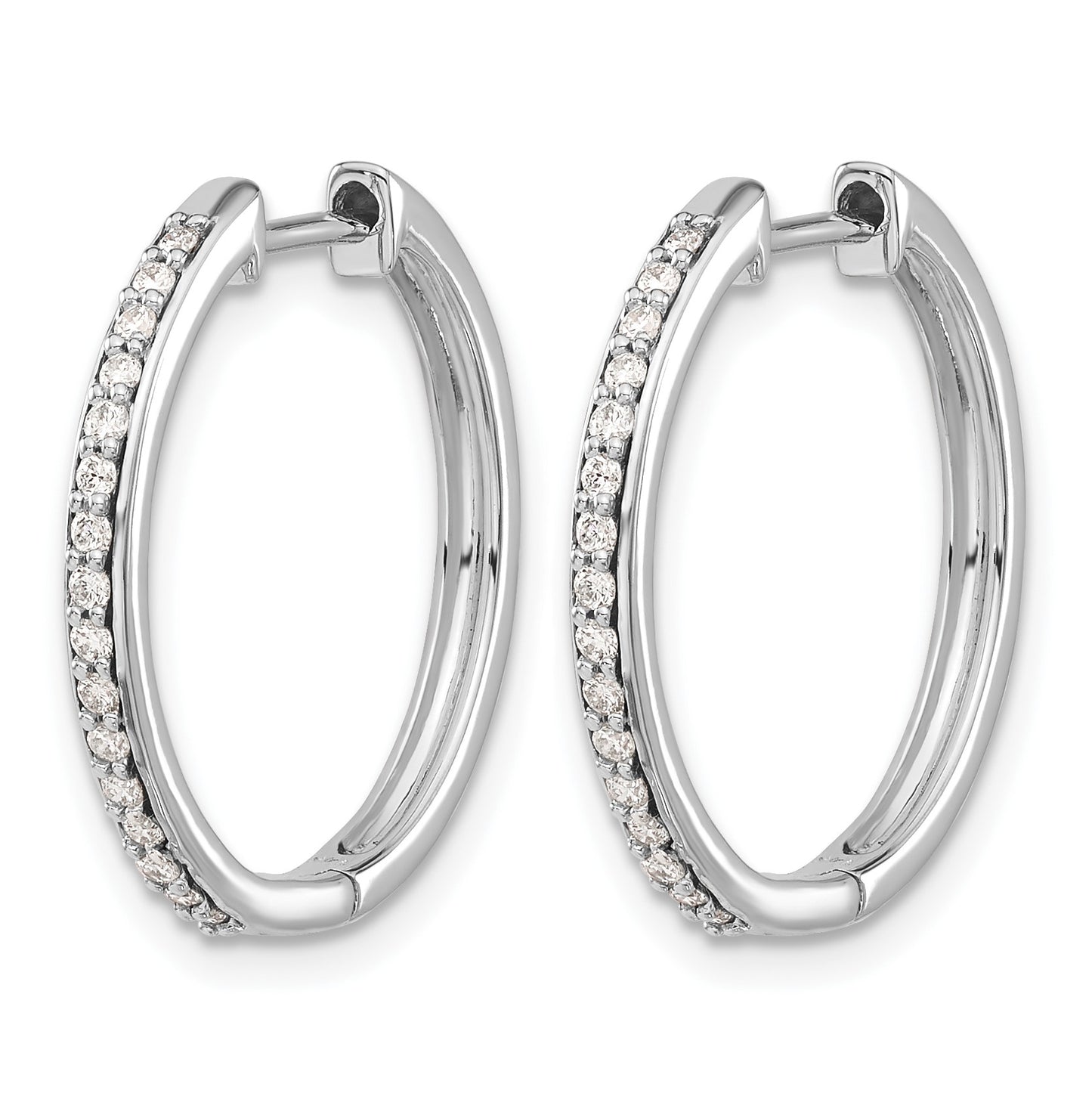 14k White Gold 1/4 carat Diamond Hinged Hoop Earrings